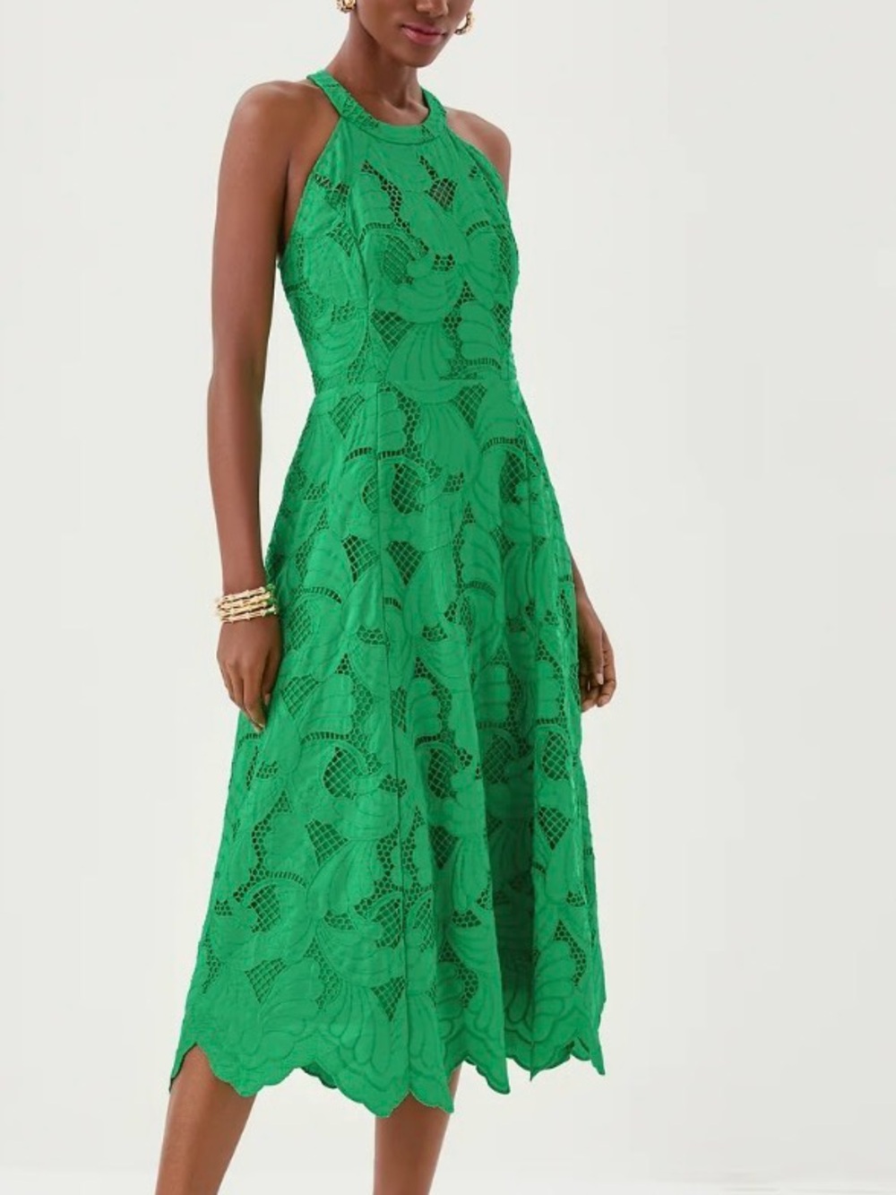 Like new LILLY PULITZER denise lace halter midi dress in green